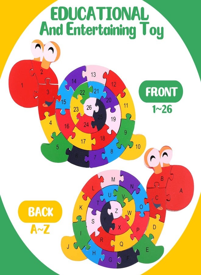 Yunsailing 4 Pcs Alphabet Jigsaw Puzzle Wooden Blocks Toys Alphabet Educational Toddler Puzzle Toys for Preschool Learning Party Favor Gift Learning(Snake, Dinosaur, Elephant, Snail) - Image 5